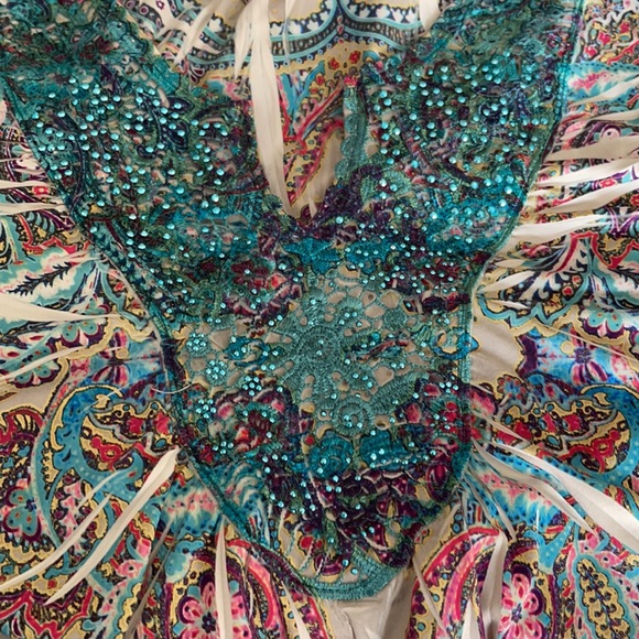 Covington Teal Bling Paisley Print Blouse - Picture 3 of 12